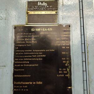 Blechumformung Presse Schuler E2-500-2,4-0,5 - 500 ton (ID:75801) - Dabrox.com