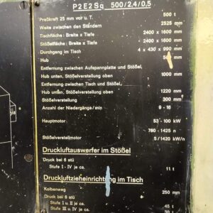 Blechumformung Presse Schuler P2E2Sq 500/2.4/0.5 - 500 ton (ID:75803) - Dabrox.com