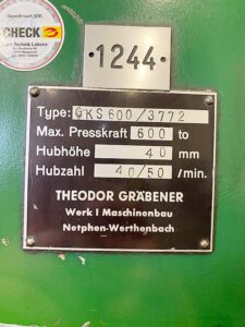Kniehebelpresse Grabener GKS 600 - 600 ton (ID:76166) - Dabrox.com