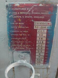 Mechanische Presse Wilkins & Mitchell S4-400-10-63 - 400 ton (ID:S87042) - Dabrox.com