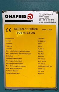 Blechumformung Presse Onapres EOd-15-2,5-AQ - 150 ton (ID:S76429) - Dabrox.com