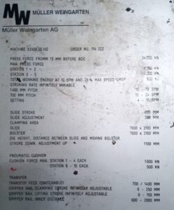 Blechumformung presse Muller Weingarten S2400.05.140 - 2400 ton (ID:76082) - Dabrox.com