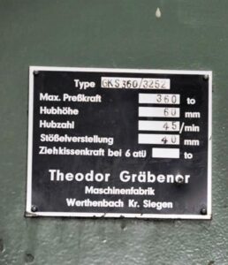 Kniehebelpresse Grabener GK 360 - 360 ton (ID:75789) - Dabrox.com