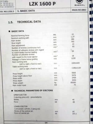 Gesemkschmiedepresse Smeral LZK 1600 P - 1600 ton (Foto 7)