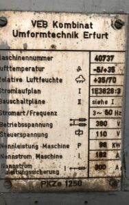 Abgratpresse Erfurt PKZe 1250 - 1250 ton (ID:75674) - Dabrox.com