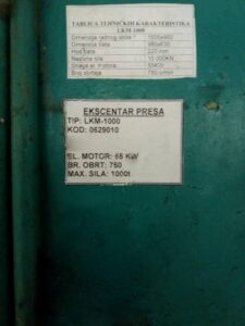 Schmiedepresse Smeral LKM 1000 - 1000 ton (ID:75095) - Dabrox.com