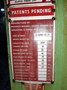 Schmiedepresse Wilkins & Mitchell S1-1250-42-48 - 1250 ton (ID:76026) - Dabrox.com
